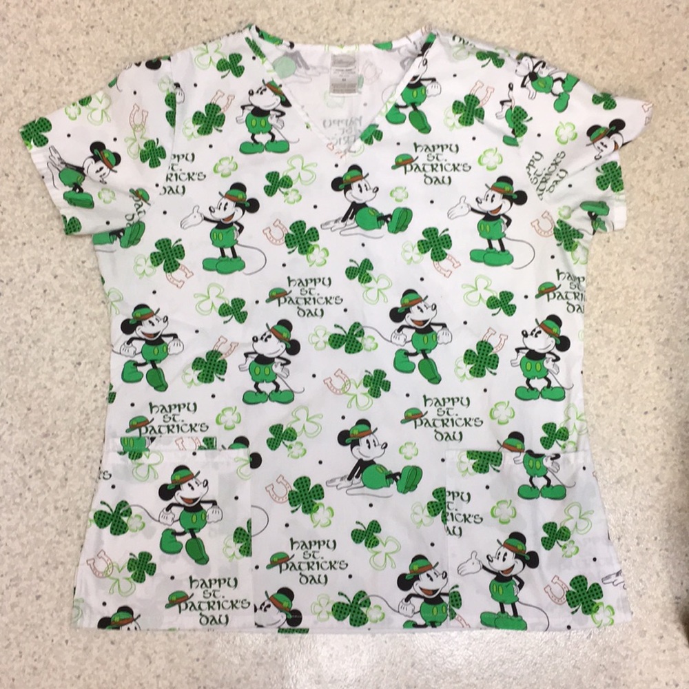 Mickey Mouse St. Patrick's Day Scrub Top
